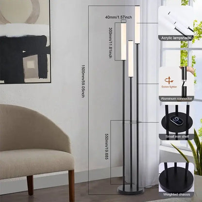 Modern black decorbites led shelf floor lamp for living room