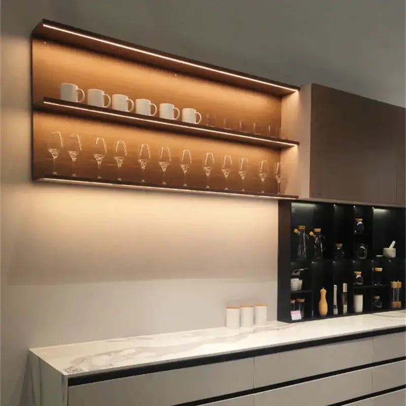 Modern black aluminum led shelf light kitchen corner profile