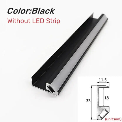 Modern black aluminum led shelf light kitchen corner profile