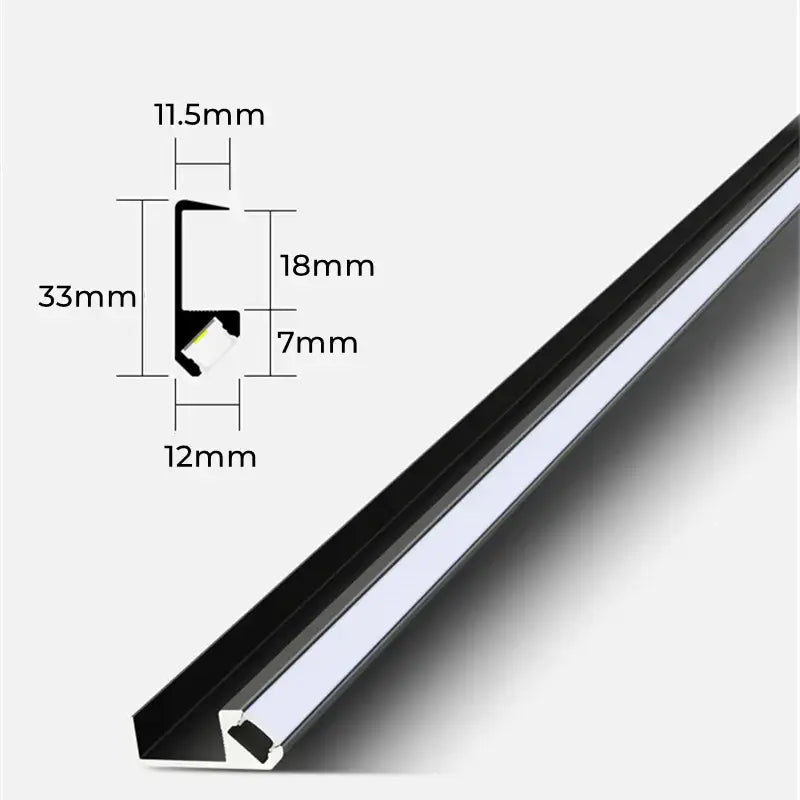Modern black aluminum led shelf light kitchen corner profile