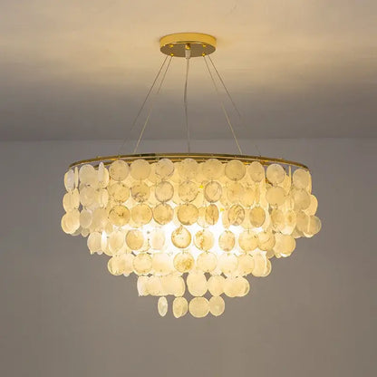 Modern gold led shell chandelier dining room tiered hanging light