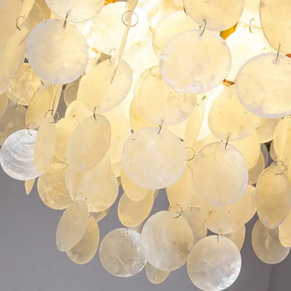 Modern gold led shell chandelier dining room tiered hanging light