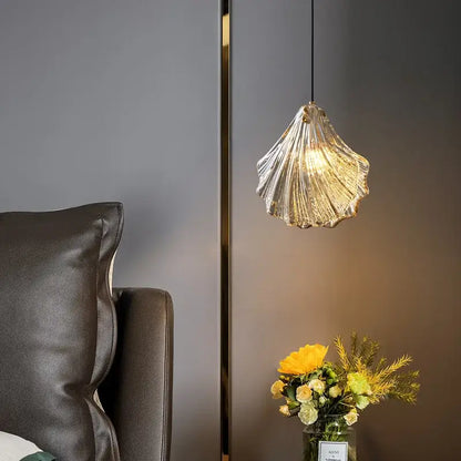 Modern scalloped glass led shell pendant light for dining room