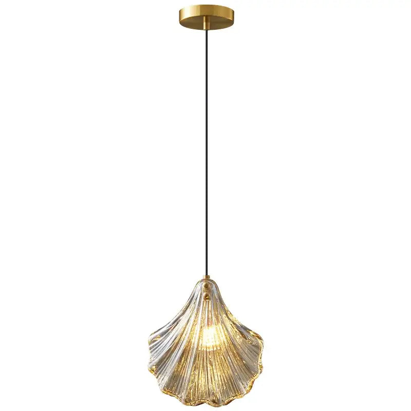 Modern scalloped glass led shell pendant light for dining room