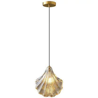 Modern scalloped glass led shell pendant light for dining room