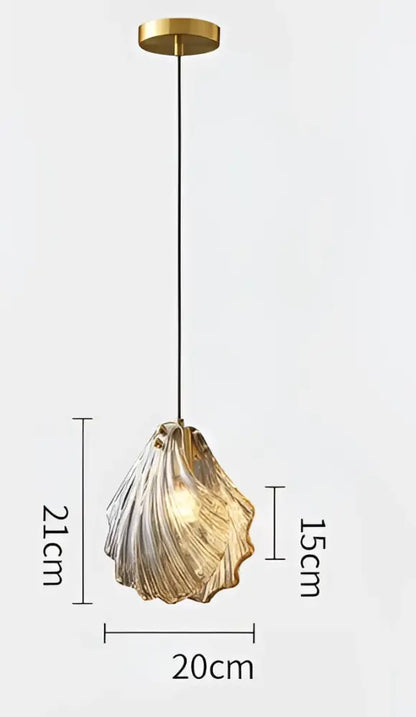Modern scalloped glass led shell pendant light for dining room