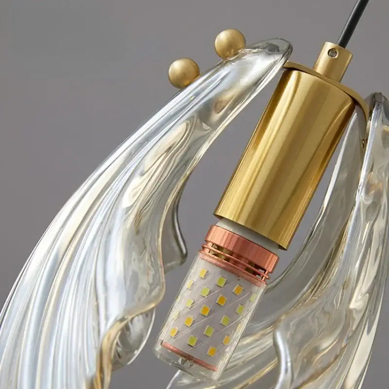 Modern scalloped glass led shell pendant light for dining room