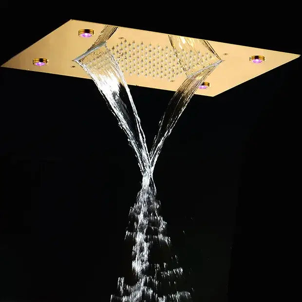 Modern black led shower faucet set bathroom rainfall head