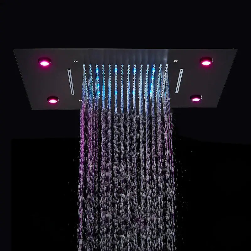 Modern black led shower faucet set bathroom rainfall head