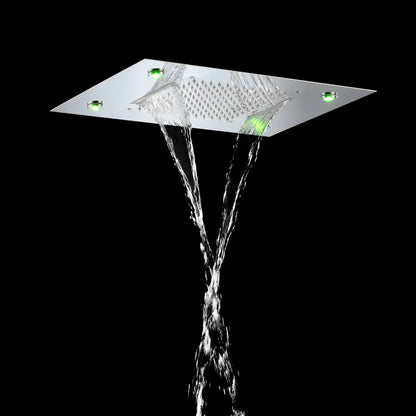 Modern black led shower faucet set bathroom rainfall head