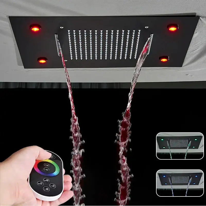 Modern black led shower faucet set bathroom rainfall head