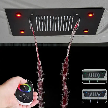 Modern black led shower faucet set bathroom rainfall head
