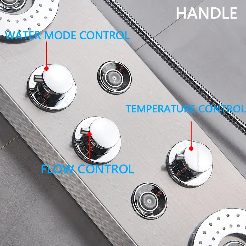 Modern chrome led shower panel with rainfall head for bathroom