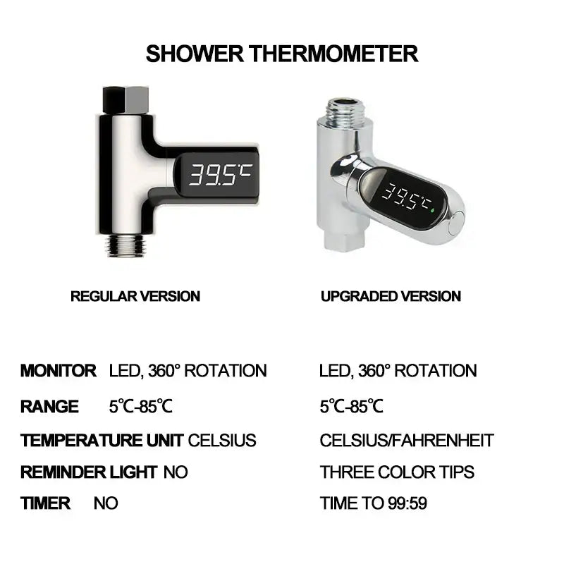 Modern chrome led shower thermometer bathroom temperature display