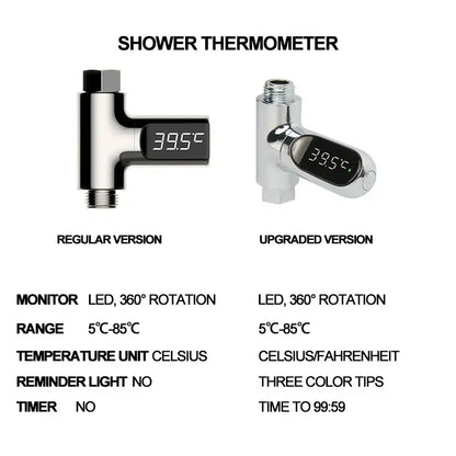 Modern chrome led shower thermometer bathroom temperature display