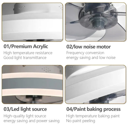 Modern black & white circular ceiling fan light bedroom decor