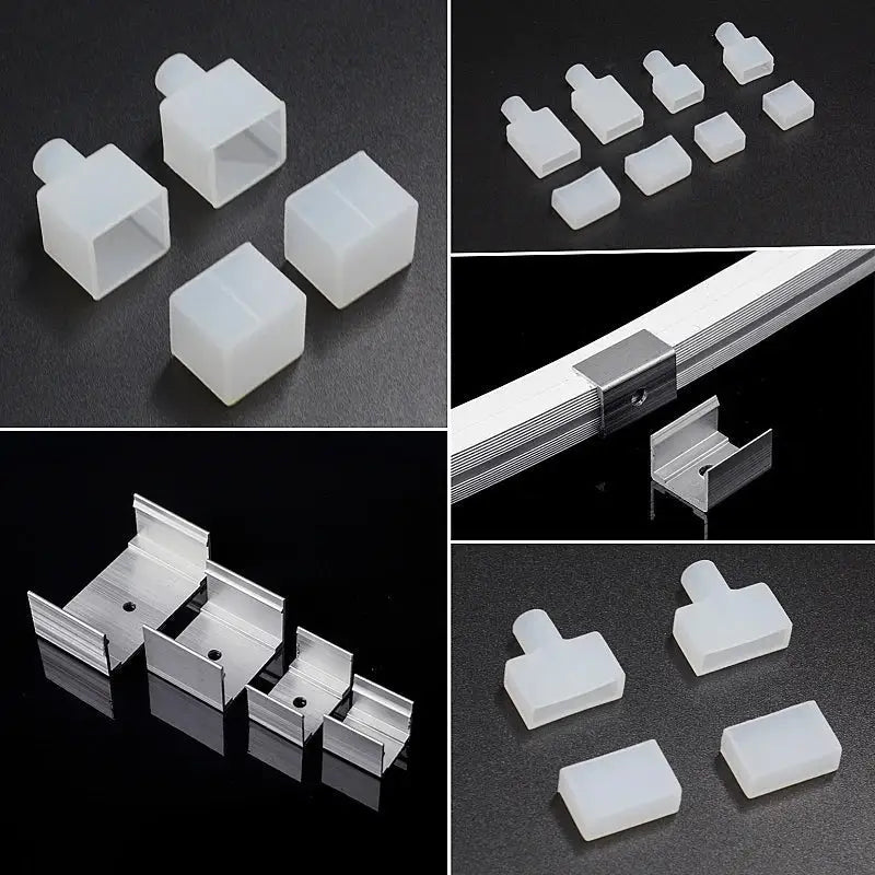 White and aluminum led strip light connector kit for living room
