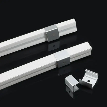 White and aluminum led strip light connector kit for living room