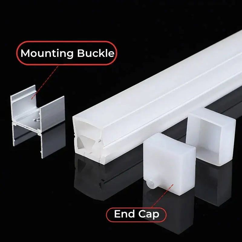 White and aluminum led strip light connector kit for living room
