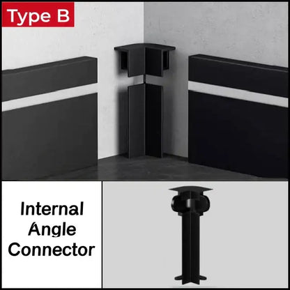 Modern wood & black led skirting aluminum profiles living room decor