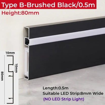 Modern wood & black led skirting aluminum profiles living room decor