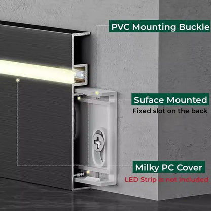 Modern wood & black led skirting aluminum profiles living room decor