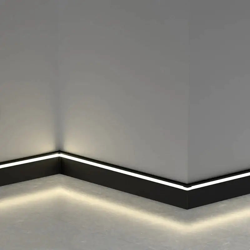 Modern black aluminum profile baseboard led skirting living room lighting
