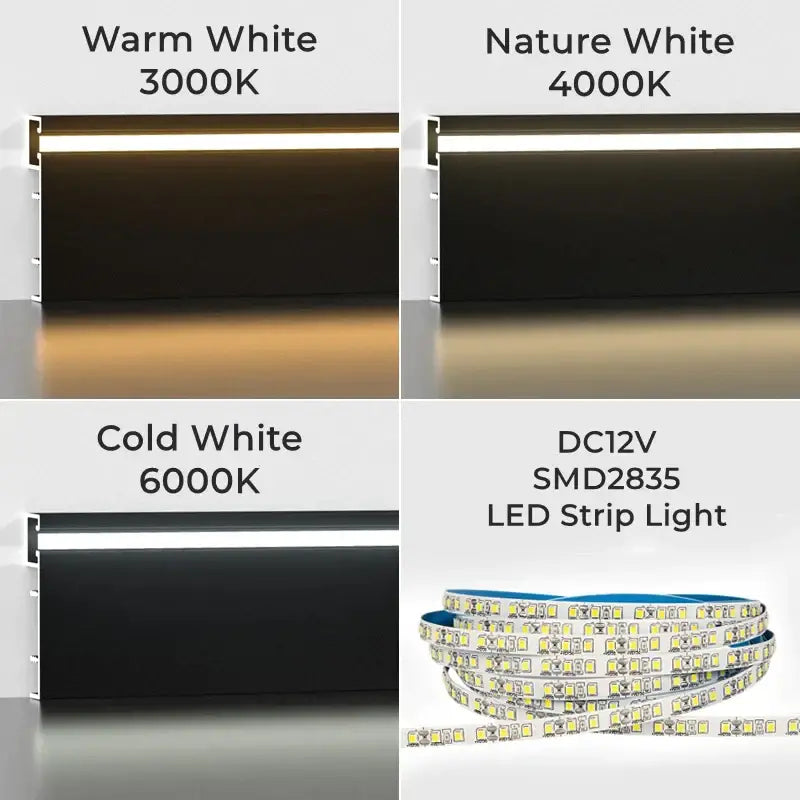 Modern black aluminum profile baseboard led skirting living room lighting