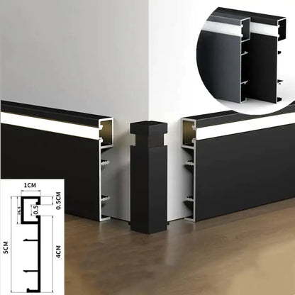 Modern black aluminum profile baseboard led skirting living room lighting