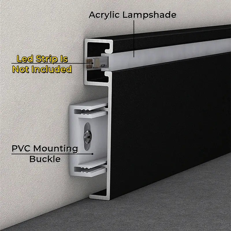 Modern black aluminum profile baseboard led skirting living room lighting