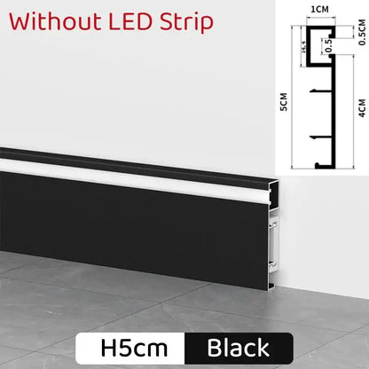 Modern black aluminum profile baseboard led skirting living room lighting