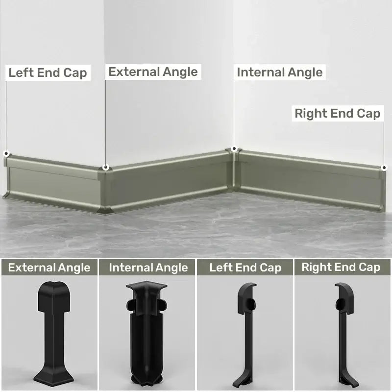 Modern black & gray led skirting line – living room wall trim