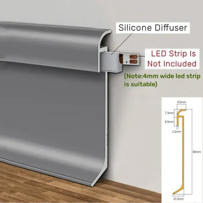 Modern black & gray led skirting line – living room wall trim