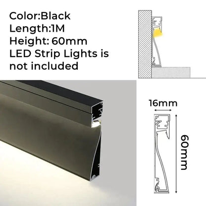 Modern black & gray led skirting line strip light kitchen lighting
