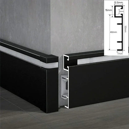 Modern black aluminum led skirting profile living room recessed light