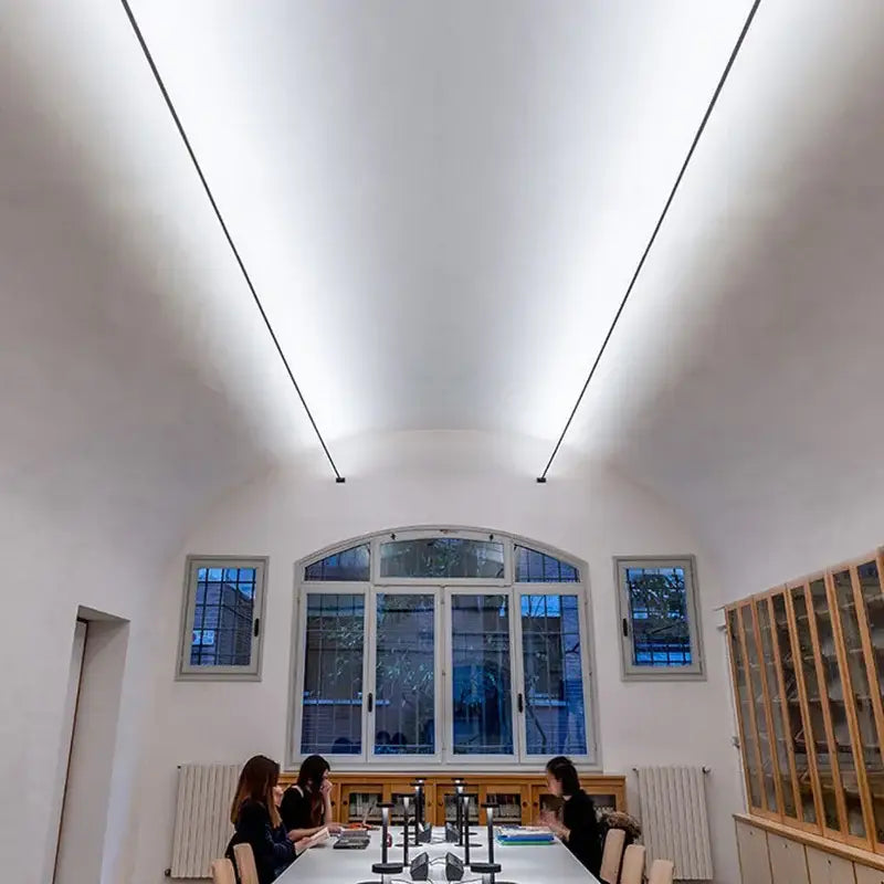 Minimalist off white linear wall light living room remote control