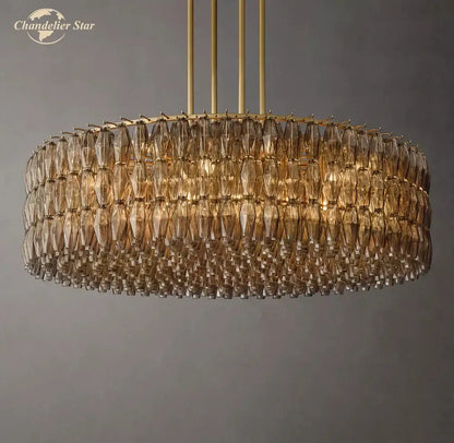 Modern amber led smoke glass chandelier living room pendant light