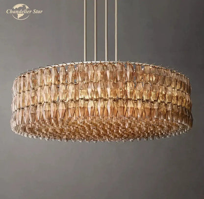 Modern amber led smoke glass chandelier living room pendant light