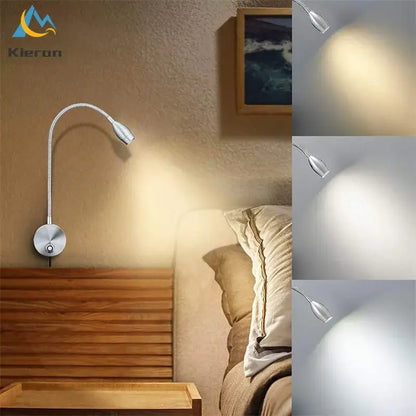 Silver flexible led snake wall lamp bedroom reading light