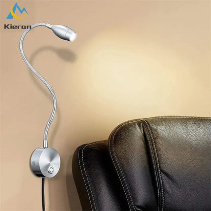 Silver flexible led snake wall lamp bedroom reading light