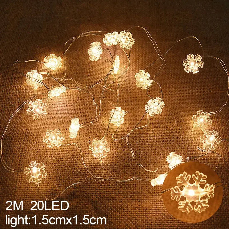 Warm white led snowflake christmas lights living room decor
