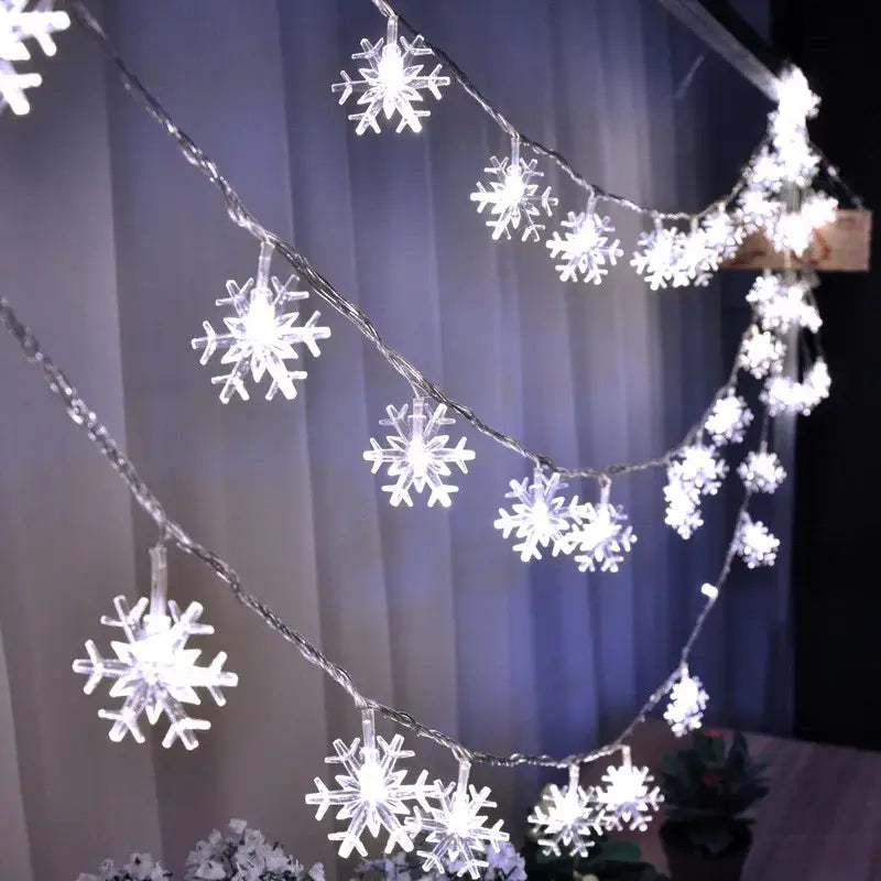 Warm white led snowflake christmas lights living room decor