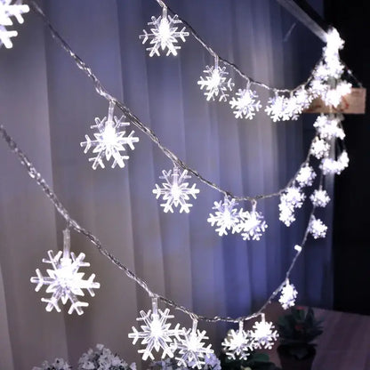 Warm white led snowflake christmas lights living room decor