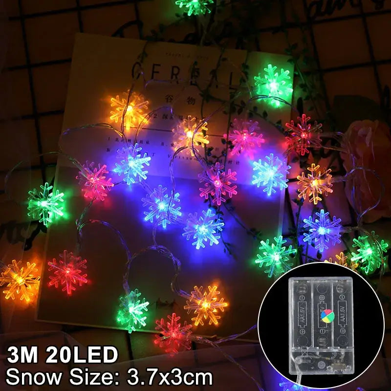 Warm white led snowflake christmas lights living room decor