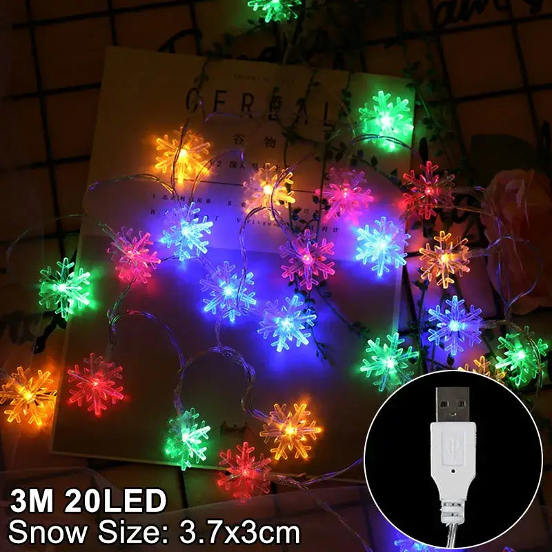 Warm white led snowflake christmas lights living room decor