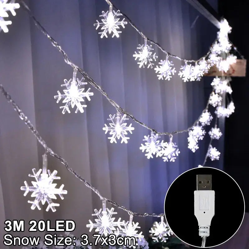 Warm white led snowflake christmas lights living room decor