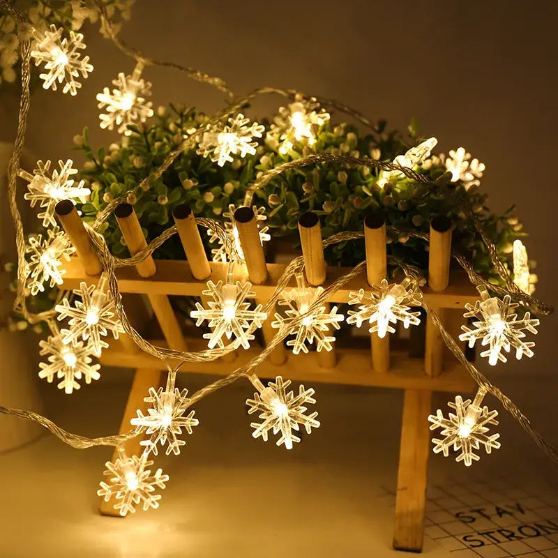 Warm white led snowflake christmas lights living room decor