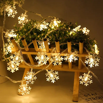 Warm white led snowflake christmas lights living room decor