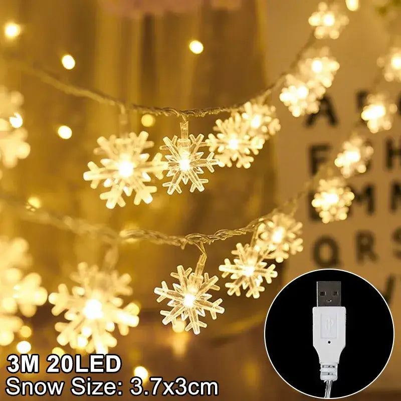 Warm white led snowflake christmas lights living room decor