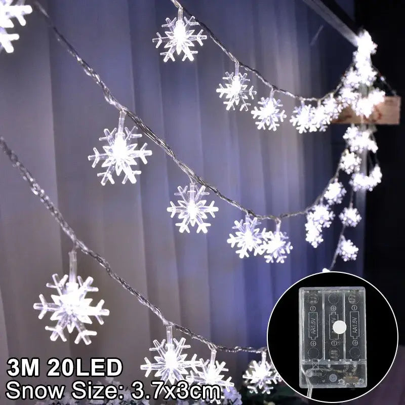 Warm white led snowflake christmas lights living room decor